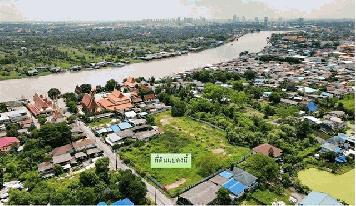 .ตลาดน้ำวัดแสงสิริธรรม ท่าอิฐ รถไฟฟ้าสายสีม่วง ขายที่ดิน 4ไร่ 2งาน 90ตรว  มู่บ้านจัดสรร คอนโดมิเนียมหรู เห็นวิวแม่นํ้า โรงเรียนนนทบุรีวิทยาลัย