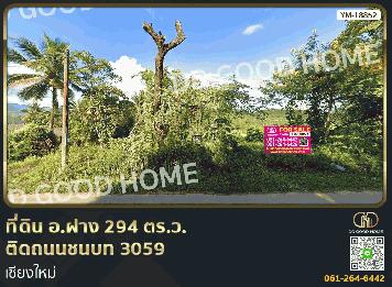 ที่ดิน อ.ฝาง 294 ตร.ว. ติดถนนชนบท 3059 เชียงใหม่