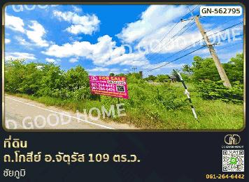 ที่ดิน ถ.โกสีย์ อ.จัตุรัส 109 ตร.ว. ชัยภูมิ
