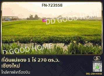 ที่ดินแม่แตง 1 ไร่ 270 ตร.ว. เชียงใหม่ ใกล้คาเฟ่เครื่องบิน