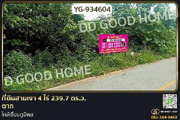 YG-934604 ที่ดินสามเงา 4 ไร่ 239.7 ตร.ว. ตาก ใกล้เขื่อนภูมิพล