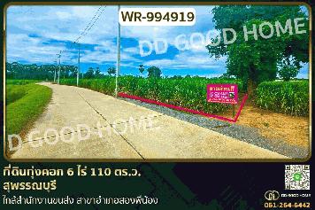 WR-994919 ที่ดินทุ่งคอก 6 ไร่ 110 ตร.ว. สุพรรณบุรี ใกล้สำนักงานขนส่ง สาขาอำเภอสองพี่น้อง