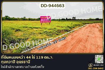 DD-944663 ที่ดินหนองหว้า 44 ไร่ 119 ตร.ว. กุมภวาปี อุดรธานี ใกล้สำนักงานเทศบาลตำบลห้วยเกิ้ง