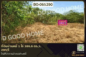 ที่ดินบ้านหมี่ 1 ไร่ 386.6 ตร.ว. ลพบุรี ใกล้ที่ว่าการอำเภอบ้านหมี่ BO-065290