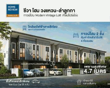 ขายทาวน์โฮมพรีเมี่ยมหลังริม หมู่บ้านชีวาโฮม วงแหวน-ลำลูกกา