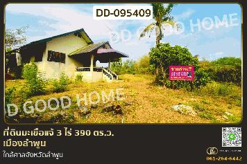 ที่ดินมะเขือแจ้ 3 ไร่ 390 ตร.ว. เมืองลำพูน ใกล้ศาลจังหวัดลำพูน DD-095409