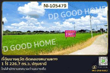ที่ดินบางคูวัต ติดคลองหนามแดง 1 ไร่ 226.7 ตร.ว. ปทุมธานี ใกล้สำนักงานเทศบาลตำบลบางเดื่อ NI-105479